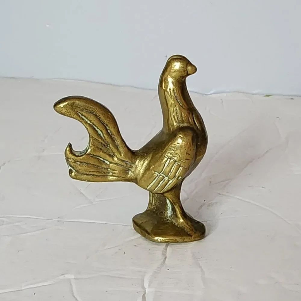 Vintage Mid-Century Hollywood Regency SOLID BRASS rooster figurine bottle opener
